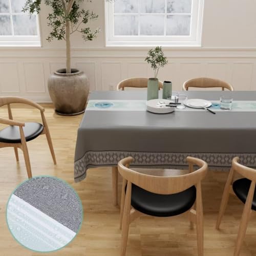 Longing Home Tischdecke Wachstuchtischdecke Wachstuch Abwaschbar Tischdecken wachstischdecke für Party,Tischtuch Outdoor,Esstisch, Abendessen,Couchtisch,Küche(Dunkelgrau, 100 x 140 cm) von Longing Home