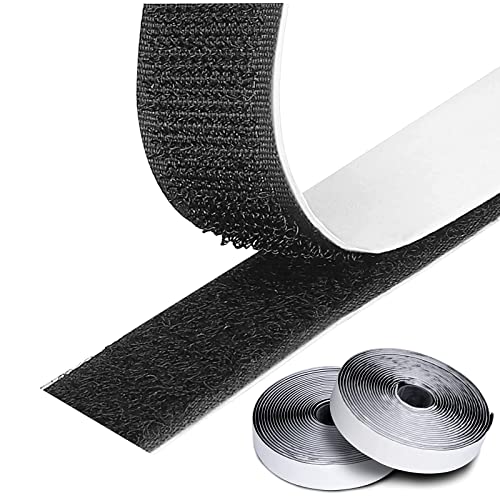 Longivia® 5 Meter Doppelseitiges Klettband Selbstklebend Extra Stark Schwarz 2 Stücke Selbstklebende Klettbänder mit Klettverschluss - Klebeklett für stoff fliegengitter textilien - Klett von Longivia