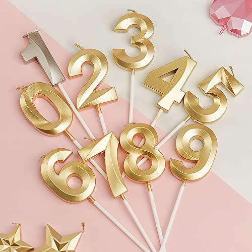 Longra Geburtstag Zahl Kerzen 3D Form Gold Silber Glitzer Geburtstagskerzen Dekorative Geburtstagstorte Kerzen 0 1 2 3 4 5 6 7 8 9 Kuchen Topper Dekoration für Hochzeitsparty Hochzeit (a-1, 1) von Longra