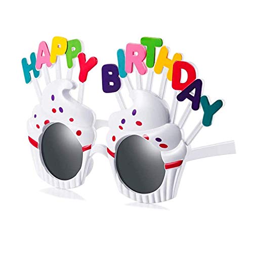 Longsing Alles Gute Zum Geburtstag Sonnenbrille Neuheit Lustige Creme Eis Dekoration Brillen Für Alles Gute Zum Geburtstag Party Photo Booth Requisiten(Weiß) von Longsing