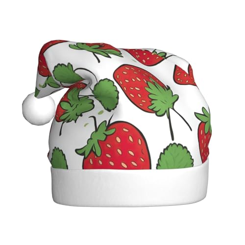 Longzehao Weihnachtsmütze für Erwachsene, Plüsch, dekorativ, Erdbeermuster, Druck, Uni, Weihnachtsmannmütze für Weihnachtszubehör Longzehao Weihnachtsmütze für Erwachsene, Plüsch, dekorativ, Erdbeermuster, Druck, Uni, Weihnachtsmannmütze für Weihnachtszubehör von Longzehao