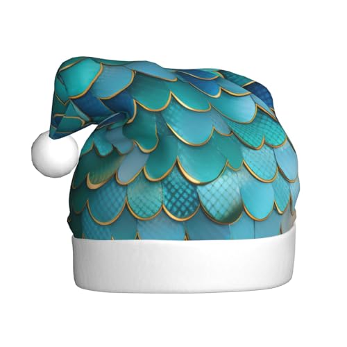 Longzehao Weihnachtsmütze für Erwachsene, Plüsch, dekorativ, Meerjungfrauen-Schuppen-Druck, Uni, Weihnachtsmann-Mütze für Weihnachtszubehör Longzehao Weihnachtsmütze für Erwachsene, Plüsch, dekorativ, Meerjungfrauen-Schuppen-Druck, Uni, Weihnachtsmann-Mütze für Weihnachtszubehör von Longzehao