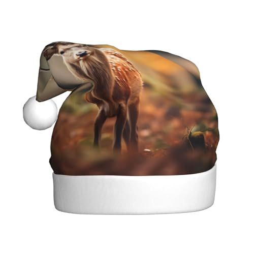 Longzehao Weihnachtsmütze für Erwachsene, Plüsch, dekorativ, Weißschwanz, Rehkitz in der Wildnis, Hirsch-3-Druck, Uni, Weihnachtsmannmütze für Weihnachtszubehör Longzehao Weihnachtsmütze für Erwachsene, Plüsch, dekorativ, Weißschwanz, Rehkitz in der Wildnis, Hirsch-3-Druck, Uni, Weihnachtsmannmütze für Weihnachtszubehör von Longzehao