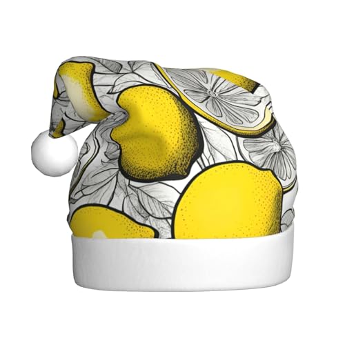 Longzehao Weihnachtsmütze für Erwachsene, Plüsch, dekorativ, Zitronenfrucht-Muster, bedruckt, Uni, Weihnachtsmannmütze für Weihnachtszubehör Longzehao Weihnachtsmütze für Erwachsene, Plüsch, dekorativ, Zitronenfrucht-Muster, bedruckt, Uni, Weihnachtsmannmütze für Weihnachtszubehör von Longzehao