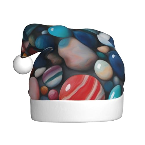 Longzehao Weihnachtsmütze für Erwachsene, Plüsch, dekorativ, farbiger Marmor-Druck, Uni, Weihnachtsmannmütze für Weihnachtszubehör Longzehao Weihnachtsmütze für Erwachsene, Plüsch, dekorativ, farbiger Marmor-Druck, Uni, Weihnachtsmannmütze für Weihnachtszubehör von Longzehao
