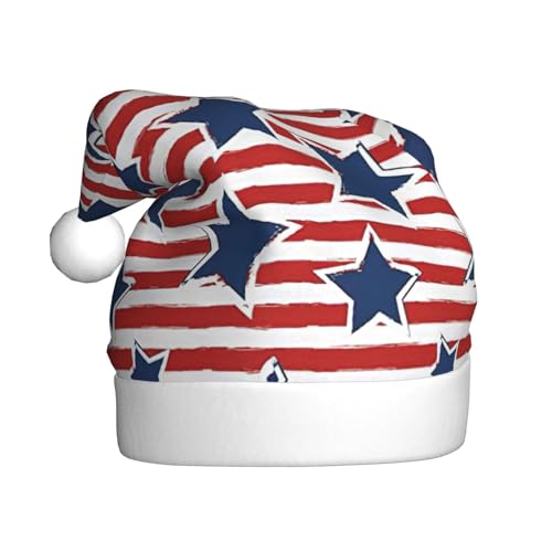 Longzehao Weihnachtsmütze für Erwachsene, Plüsch, dekorativ, rot-weiß, Stern-Flagge, Druck, Uni, Weihnachtsmannmütze für Weihnachtszubehör Longzehao Weihnachtsmütze für Erwachsene, Plüsch, dekorativ, rot-weiß, Stern-Flagge, Druck, Uni, Weihnachtsmannmütze für Weihnachtszubehör von Longzehao