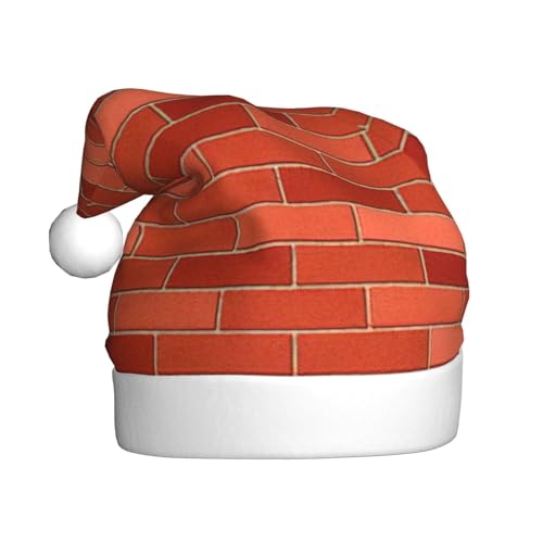 Longzehao Weihnachtsmütze für Erwachsene, Plüsch, dekorative rote Ziegelmauer, Druck, Weihnachtsmütze, Uni, Weihnachtsmannmütze für Weihnachtszubehör Longzehao Weihnachtsmütze für Erwachsene, Plüsch, dekorative rote Ziegelmauer, Druck, Weihnachtsmütze, Uni, Weihnachtsmannmütze für Weihnachtszubehör von Longzehao