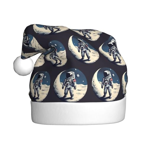 Longzehao Weihnachtsmütze für Erwachsene, Plüsch, dekorativer Astronauten auf dem Mond, bedruckt, Uni, Weihnachtsmannmütze für Weihnachtszubehör Longzehao Weihnachtsmütze für Erwachsene, Plüsch, dekorativer Astronauten auf dem Mond, bedruckt, Uni, Weihnachtsmannmütze für Weihnachtszubehör von Longzehao
