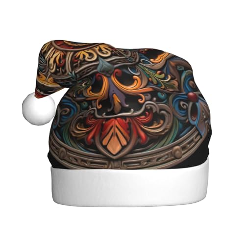 Longzehao Weihnachtsmütze für Erwachsene, Plüsch-Medaillon, mehrfarbig, bedruckt, Uni, Weihnachtsmannmütze für Weihnachtszubehör Longzehao Weihnachtsmütze für Erwachsene, Plüsch-Medaillon, mehrfarbig, bedruckt, Uni, Weihnachtsmannmütze für Weihnachtszubehör von Longzehao