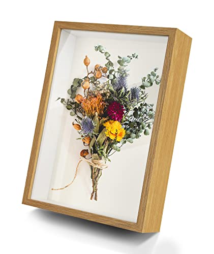 3D Shadow Box 22,6 x 31,1 cm Bilderrahmen aus Holz, tiefe Box, quadratischer Fotorahmen, Schreibtisch oder Wandbehang für Medaillen, Blumen und Bastelarbeiten von Longzhuo