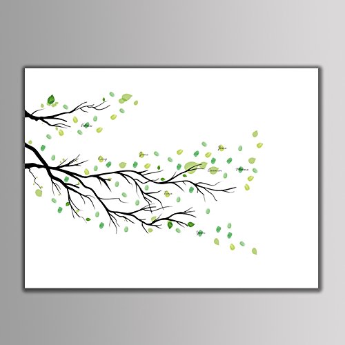 Longzhuo Fingerabdruck Baum Leinwand, 4 Arten Fingerabdruck/Daumenabdruck Baum Leinwand Persönliche Hochzeitsgast Unterschrift Mit 6 Farben Tinte(HK011) von Longzhuo