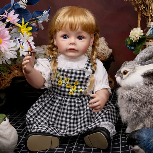Lonian 22 Zoll Reborn Baby Puppe Mädchen Silikon Baby Puppe Look Realistische Ganzkörper Vinyl Neugeborene Puppen Reborn Kleinkind mit Kleidung Set für Kinder Weihnachten Geburtstagsgeschenk (4431) von Lonian