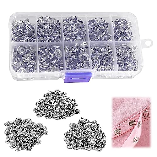 150 Metall Druckknöpfen Bausatz, Metallknöpfe Ösen Druckknöpfe Kit Druckknöpfe Ohne Nähen Druckknopf Set, 9.5 Mm Nähzubehör Buttons Knöpfe Jersey Für Diy Basteln Stoff, Kleidung Taschen von Lonimia