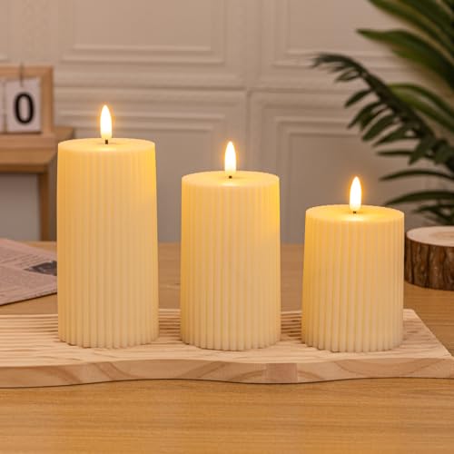 Lonkenn 3er-Set LED Kerzen, Flammenlose Batterie-Kerzen, Elektrische Outdoor Kerzenlichter, Batteriebetrieben, 3D Realistisch Flackernde Flamme (Batterie im Lieferumfang Enthalten)- Warmweiß von Lonkenn