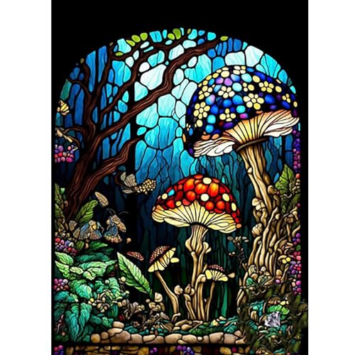 Lonmo Art Diamond Painting Set für Erwachsene-Pilz Diamant Malerei Kits,5D Diamant Malerei für Geschenk Home Wall Decor (12x16inch) von Lonmo Art