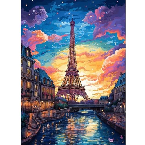 Lonmo Art Eiffelturm Diamant Malerei Kits-Landschaft Diamond Painting Set für Erwachsene,Diamant Kunst für Erwachsene Kinder Anfänger für Geschenk Home Wall Decor (12x16inch) von Lonmo Art