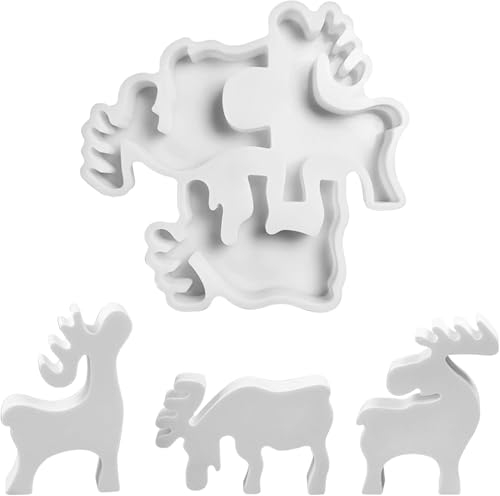 Silikonform Weihnachten Elch, Gießformen für Kerzenhalter und Haus, 3D DIY Beton Gießform (A) von Lonnalee
