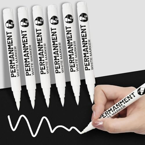Weiße Permanentmarker, 6 Stück, weiß, wasserfest und schnelltrocknend, Strichbreite 2 mm, geeignet für Stein, Holz, Glas, Keramik, Leinwand, Reifen, Papier Weiße Permanentmarker, 6 Stück, weiß, wasserfest und schnelltrocknend, Strichbreite 2 mm, geeignet für Stein, Holz, Glas, Keramik, Leinwand, Reifen, Papier von Lonnalee