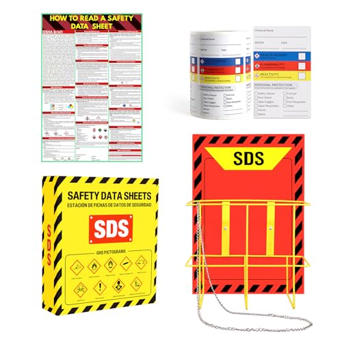 MSDS SDS-Ordner und Wandstation, strapazierfähig, 7,6 cm, Sicherheitsdatenblatt, 3-Ringbuch mit SDS-Drahtgestell und Display-Schild, Kette, Montagematerial, Sicherheitsposter und MSDS-Etiketten MSDS SDS-Ordner und Wandstation, strapazierfähig, 7,6 cm, Sicherheitsdatenblatt, 3-Ringbuch mit SDS-Drahtgestell und Display-Schild, Kette, Montagematerial, Sicherheitsposter und MSDS-Etiketten von Lontcs