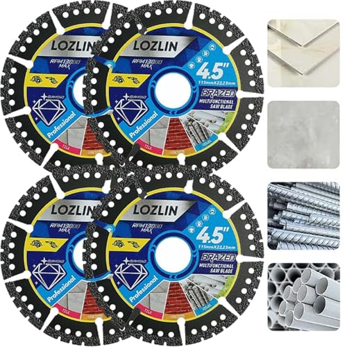 Diamant-Mehrzweck-Sägeblätter, 4,5-Zoll-Fliesentrennscheibe for Winkelschleifer, Superdünne, Unzerstörbare Scheibe for Schneiden Von Fliesen, Marmor, Beton, Stahl- Und Pvc-Rohren(4pcs) von Lonvgrt