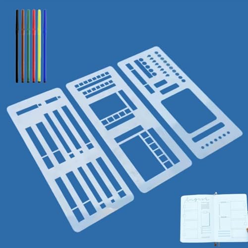 Handgefertigte Flexible Aufzeichnungsvorlage, Wiederverwendbares Planer-Schablonenset, Zeichen- Und Checklistenvorlagen Mit Spulen, 3er-Set Für Journaling-Checklisten, Boxen(#A) von Lonvgrt
