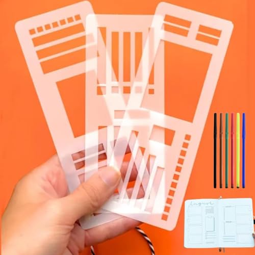 Handgefertigte Flexible Aufzeichnungsvorlage, Wiederverwendbares Planer-Schablonenset, Zeichen- Und Checklistenvorlagen Mit Spulen, 3er-Set Für Journaling-Checklisten, Boxen(#B) von Lonvgrt