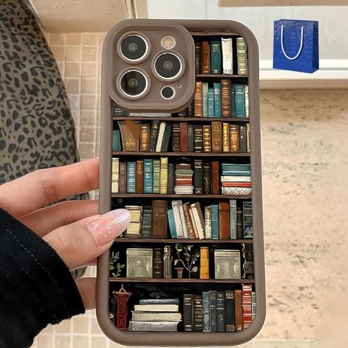 Tpu-Telefonhülle Mit Cartoon-Bücherregal-Muster, Buch-Telefonhüllen Für Buchliebhaber-Geschenke, Weiche Hüllen Im Vintage-Bücherregal-Stil Für iPhone 16 15 14 13 12 11 Pro Max Xr Xs Plus(Braun,IPhone Tpu-Telefonhülle Mit Cartoon-Bücherregal-Muster, Buch-Telefonhüllen Für Buchliebhaber-Geschenke, Weiche Hüllen Im Vintage-Bücherregal-Stil Für iPhone 16 15 14 13 12 11 Pro Max Xr Xs Plus(Braun,IPhone von Lonvgrt