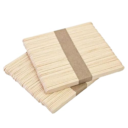 Lonwiner 100 Stück Eisstiele Holz, Holzstäbchen Eisstiele Zum Basteln Eisstiele Wiederverwendbar Rührstäbchen Holz Eis Stiele Aus holz von Lonwiner