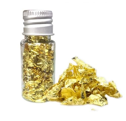 Lonwiner 4 Stück Gebäck Blattgold Flocken, Tortendeko Hochzeit Blattgold Essbar Cupcake Deko Essbarer Glitzer Dessert Goldfolie Flocken von Lonwiner