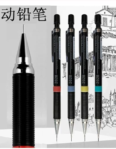 Lonwiner Druckbleistift Set, Fineliner Minenbleistift Schreiblernbleistift Mechanical Pencil für Skizzieren Schwarz Metall Druckbleistift Set Im Etui von Lonwiner