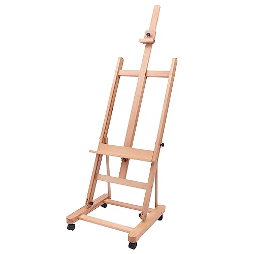 H-Rahmen-Staffelei Holz,Atelierstaffelei mit Rädern.Leinwand Ständer,Feldstaf-felei,Roller Staffelei,Tragbare Staf-felei-Set,Holzständer,für Kunstausstellungen,Kunstschulen,Ateliers,Klassenzimmern von Loohacp