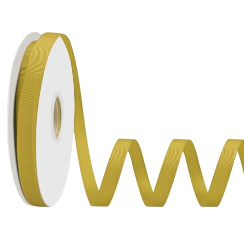 LoomJoyz Doppelseiten Creme Gold Ripsband 12mm×45 Meter Bänder Satinband Geschenkband für Geschenkverpackung Dekobänder für Nähen von Haarbogen Blume Bouquet Handwerk Hochzeiten Blumenarrangements von LoomJoyz