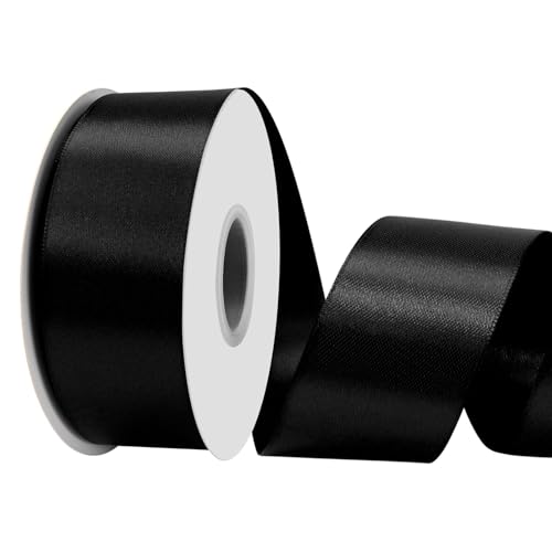 LoomJoyz Doppelseitiges 40mm Schwarz Satinband 45 Meter Satinband Ideal für Geschenkverpackung Blume Bouquet Handwerk Hochzeiten Blumenarrangements Bögen von LoomJoyz