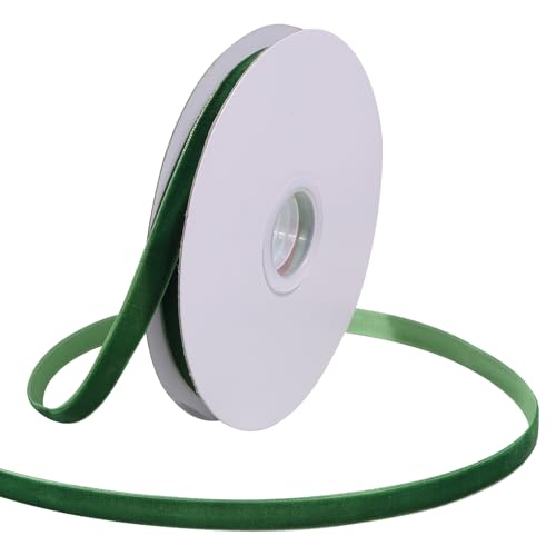 Loomesh Grünes Samtband zum Verpacken von Geschenken, 0,95 cm, einseitig, dünner Stoff, Vintage-Samtband für Bastelarbeiten, Haare, Hochzeitskranz, Weihnachtsbaumschmuck, 9,1 m Loomesh Grünes Samtband zum Verpacken von Geschenken, 0,95 cm, einseitig, dünner Stoff, Vintage-Samtband für Bastelarbeiten, Haare, Hochzeitskranz, Weihnachtsbaumschmuck, 9,1 m von Loomesh