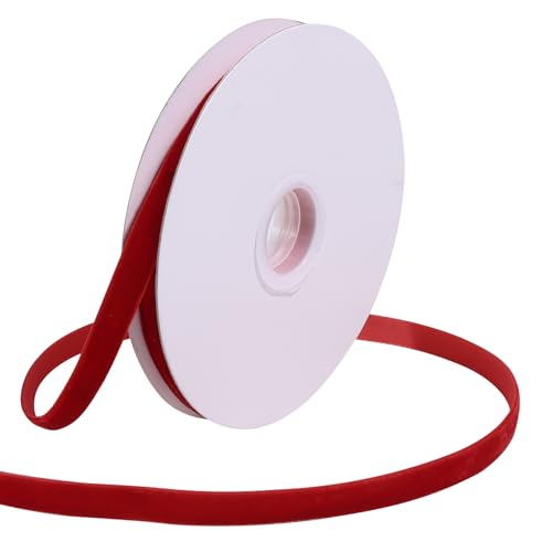 Loomesh Rotes Samtband zum Verpacken von Geschenken, 0,95 cm, einseitig, dünner Stoff, Vintage-Samtband für Bastelarbeiten, Haare, Hochzeitskranz, Weihnachtsbaumschmuck, 9,1 m Loomesh Rotes Samtband zum Verpacken von Geschenken, 0,95 cm, einseitig, dünner Stoff, Vintage-Samtband für Bastelarbeiten, Haare, Hochzeitskranz, Weihnachtsbaumschmuck, 9,1 m von Loomesh
