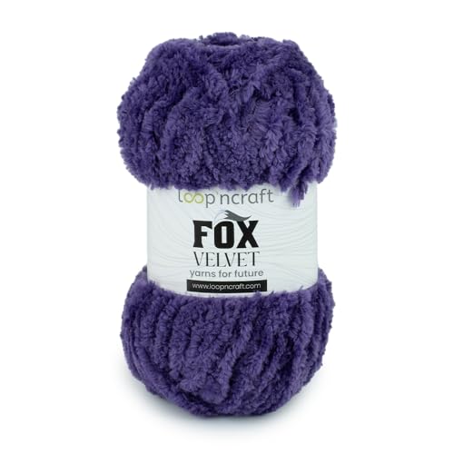 Chenille Garn, Lila, Loopncraft, 100g, Fox Velvet, Plüschiges Garn mit Fransen von Loopncraft