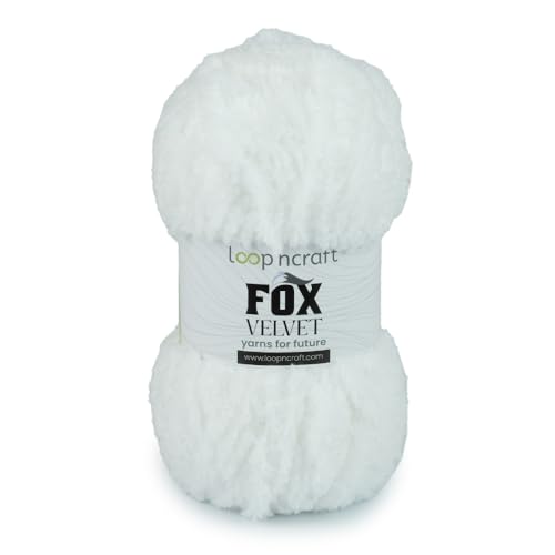 Loopncraft Chenille Garn, Weiß, 100g, Fox Velvet, Plüschiges Garn mit Fransen Loopncraft Chenille Garn, Weiß, 100g, Fox Velvet, Plüschiges Garn mit Fransen von Loopncraft