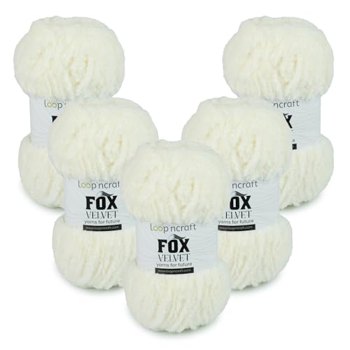 Chenille Garn 5er-Set, Ekru, Loopncraft, 5 X 100g, Fox Velvet, Plüschiges Garn mit Fransen Chenille Garn 5er-Set, Ekru, Loopncraft, 5 X 100g, Fox Velvet, Plüschiges Garn mit Fransen von Loopncraft