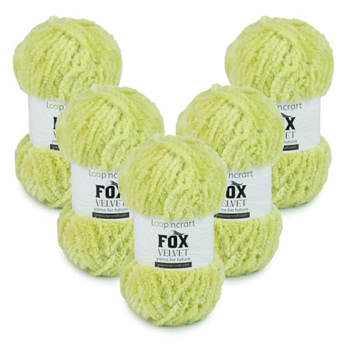 Chenille Garn 5er-Set, Lime Farbe, Loopncraft, 5 X 100g, Fox Velvet, Plüschiges Garn mit Fransen Chenille Garn 5er-Set, Lime Farbe, Loopncraft, 5 X 100g, Fox Velvet, Plüschiges Garn mit Fransen von Loopncraft