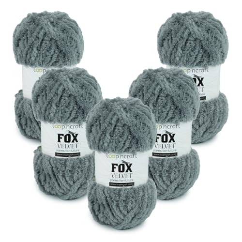 Chenille Garn 5er-Set, Schiefergrau, Loopncraft, 5 X 100g, Fox Velvet, Plüschiges Garn mit Fransen Chenille Garn 5er-Set, Schiefergrau, Loopncraft, 5 X 100g, Fox Velvet, Plüschiges Garn mit Fransen von Loopncraft