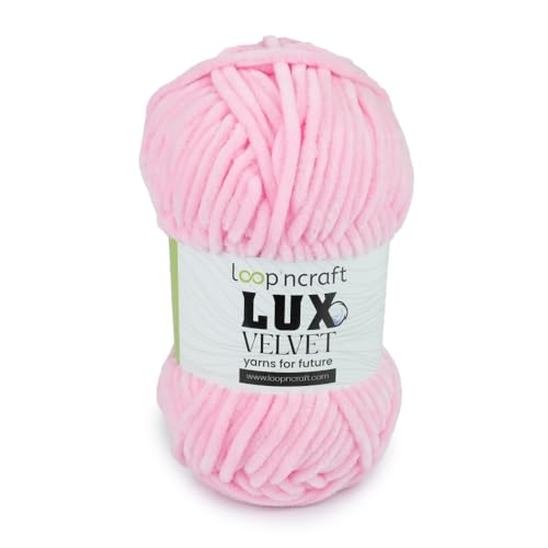 Loopncraft Chenille Wolle, Hell-Rosa, 100g, Lux Velvet, Super Weiches Samtgarn Loopncraft Chenille Wolle, Hell-Rosa, 100g, Lux Velvet, Super Weiches Samtgarn von Loopncraft