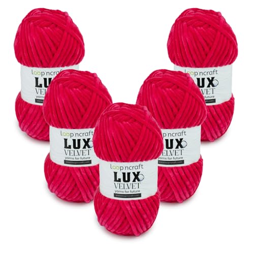 Chenille Wolle 5er-Set, Fuchsie, Loopncraft, 5 X 100g, Lux Velvet, Super Weiches Samtgarn Chenille Wolle 5er-Set, Fuchsie, Loopncraft, 5 X 100g, Lux Velvet, Super Weiches Samtgarn von Loopncraft