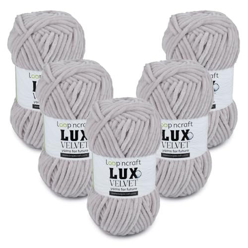 Chenille Wolle 5er-Set, Grau, Loopncraft, 5 X 100g, Lux Velvet, Super Weiches Samtgarn Chenille Wolle 5er-Set, Grau, Loopncraft, 5 X 100g, Lux Velvet, Super Weiches Samtgarn von Loopncraft