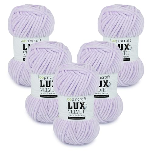 Chenille Wolle 5er-Set, Helles Lila, Loopncraft, 5 X 100g, Lux Velvet, Super Weiches Samtgarn Chenille Wolle 5er-Set, Helles Lila, Loopncraft, 5 X 100g, Lux Velvet, Super Weiches Samtgarn von Loopncraft