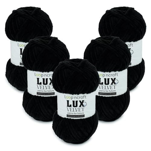 Chenille Wolle 5er-Set, Schwarz, Loopncraft, 5 X 100g, Lux Velvet, Super Weiches Samtgarn Chenille Wolle 5er-Set, Schwarz, Loopncraft, 5 X 100g, Lux Velvet, Super Weiches Samtgarn von Loopncraft