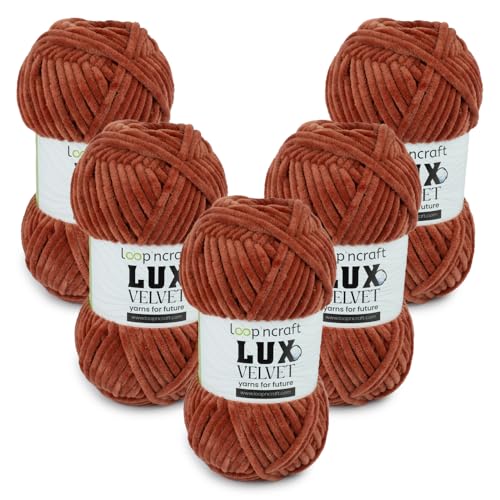 Chenille Wolle 5er-Set, Ziegelrot, Loopncraft, 5 X 100g, Lux Velvet, Super Weiches Samtgarn Chenille Wolle 5er-Set, Ziegelrot, Loopncraft, 5 X 100g, Lux Velvet, Super Weiches Samtgarn von Loopncraft