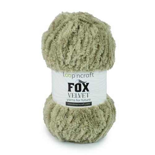 Loopncraft Chenille Garn, Salbeigrün, 100g, Fox Velvet, Plüschiges Garn mit Fransen Loopncraft Chenille Garn, Salbeigrün, 100g, Fox Velvet, Plüschiges Garn mit Fransen von Loopncraft