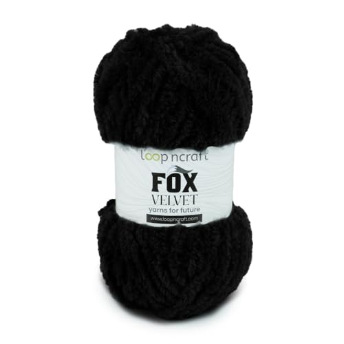 Loopncraft Chenille Garn, Schwarz, 100g, Fox Velvet, Plüschiges Garn mit Fransen Loopncraft Chenille Garn, Schwarz, 100g, Fox Velvet, Plüschiges Garn mit Fransen von Loopncraft