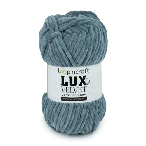 Loopncraft Chenille Wolle, Metallisches Blau, 100g, Lux Velvet, Super Weiches Samtgarn Loopncraft Chenille Wolle, Metallisches Blau, 100g, Lux Velvet, Super Weiches Samtgarn von Loopncraft