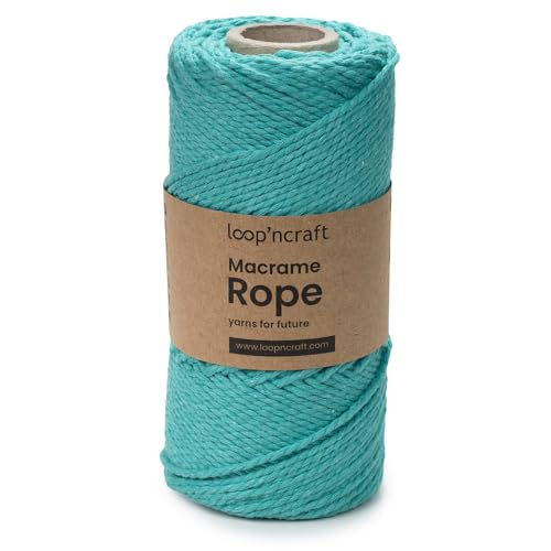 Loopncraft Macrame Garn Cyan Grün, 2mm - 120m, gedrehte Natürliche Baumwollseil, Recycling Garn Loopncraft Macrame Garn Cyan Grün, 2mm - 120m, gedrehte Natürliche Baumwollseil, Recycling Garn von Loopncraft